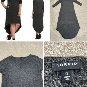 Torrid womens hi-lo knit sweater dress sz 0 large gray church dress casual dress